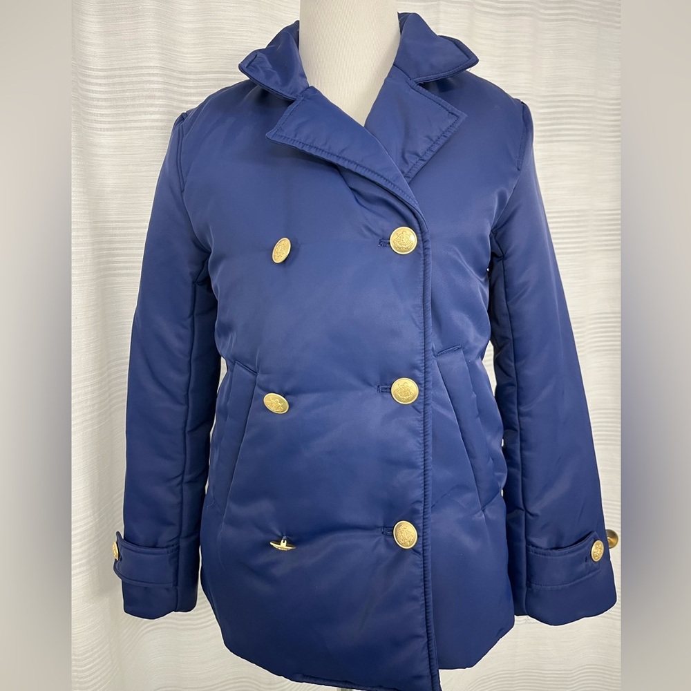 J. Crew Navy Blue Double Breasted Puffer Peacoat Raincoat Size XXS